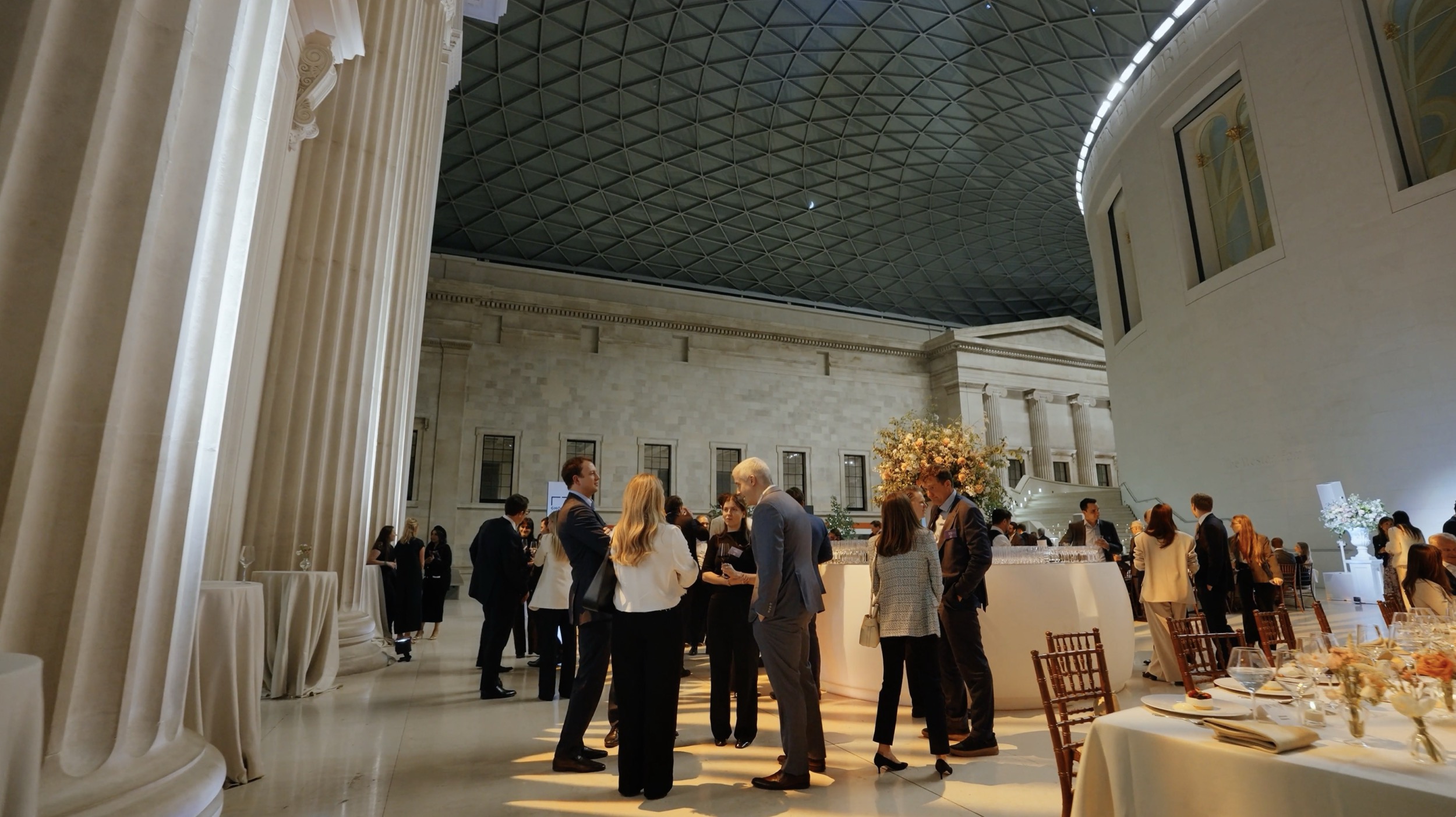 High-end corporate networking event and luxury catering production inside a historic London landmark