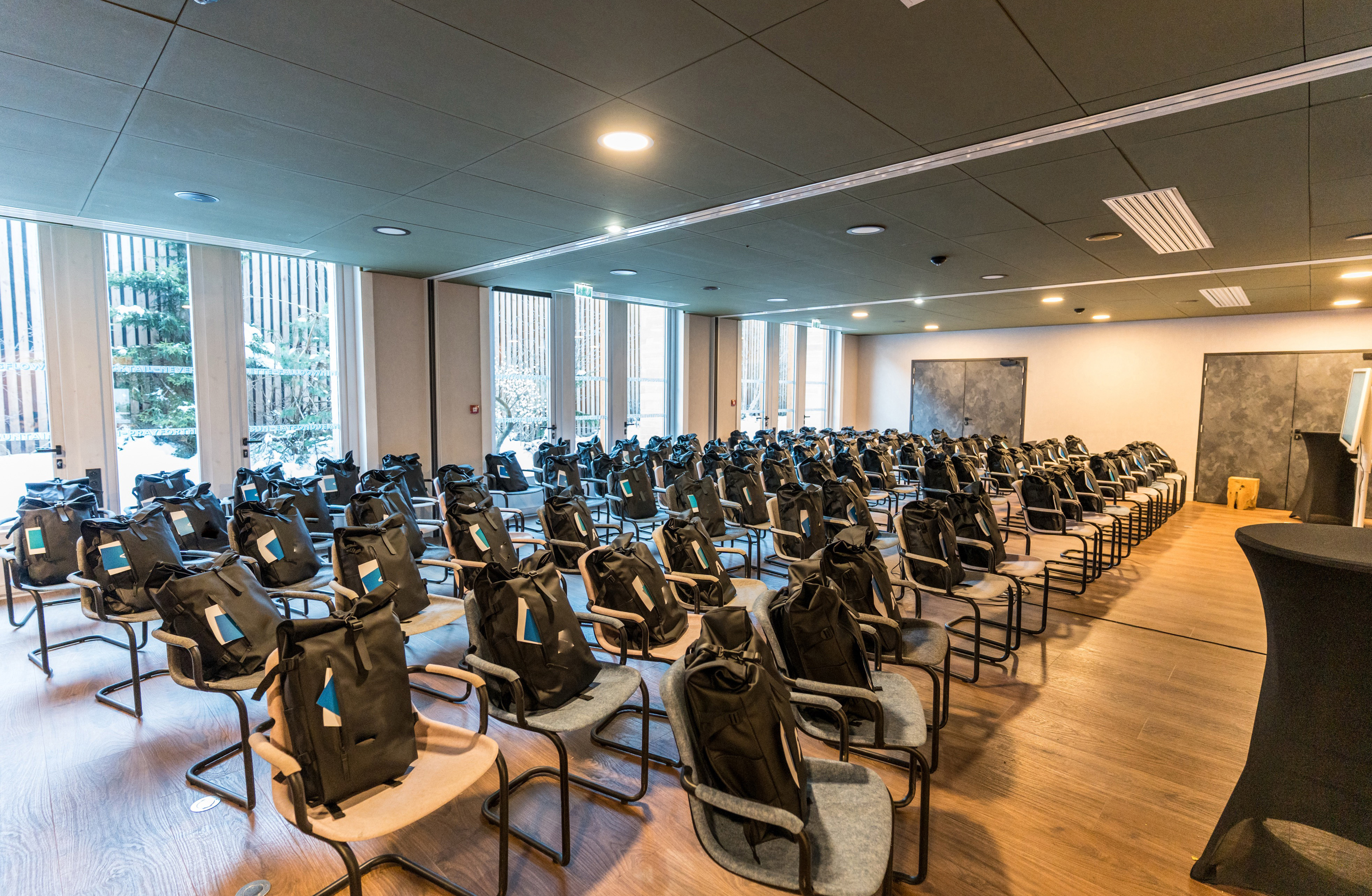 Rockitfish corporate event guests branded welcome gift bags during company all-hands meeting